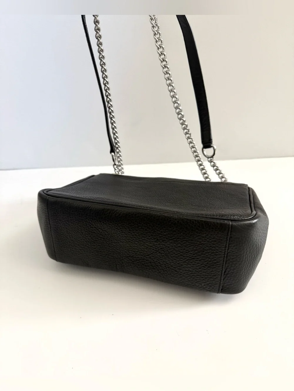 Coach Klare Crossbody 25 Double Chain Strap Black Pebbled Leather Bag CC353